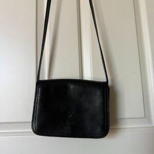 Vera Pelle Made in Italy Black leather crossbody purse